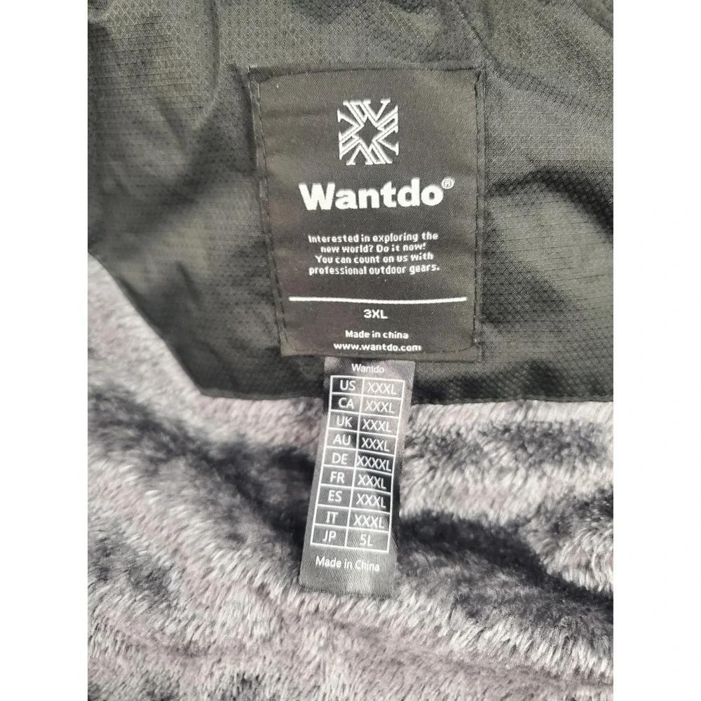 Wantdo Jacket Mens 3XL Black Hooded Water Resistant Fleece Lined Ski Snow
